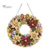 DIY Holiday Craft for Adults Christmas Diamond Painting Wreath Kit with LED String Lights, Snowman Pearl Art Hanging Ornament Adults, Acrylic
