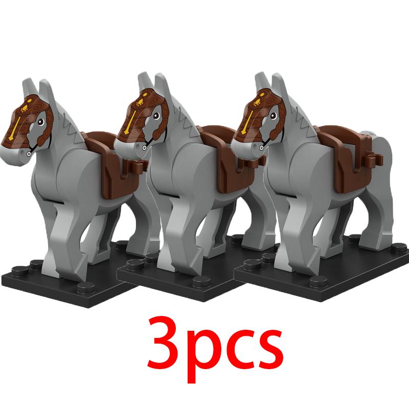 Средневековый Военный Замок Рыцарь Строительные Блоки Езда на Лошади Волк Медведь Слон Животное Жилет Оружие Флаг Седло Игрушка Кирпич Подарок A06