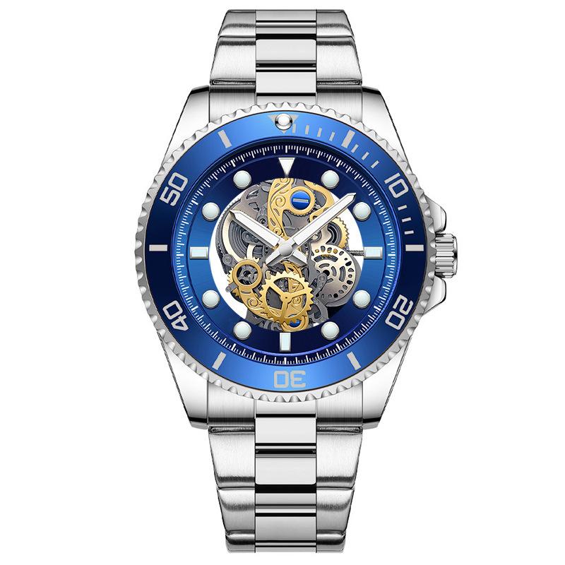 BINBOND Skeleton Waterproof Accurate Men's Watch Casual Reloj Durable Stainless Steel Quartz Watches For Men Luxury Luminous