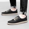 Mens Sneakers Genuine Leather Walking Casual Shoes Office Comfortable Men Lace-Up Skate Flats Non Slip Youth Penny Shoe