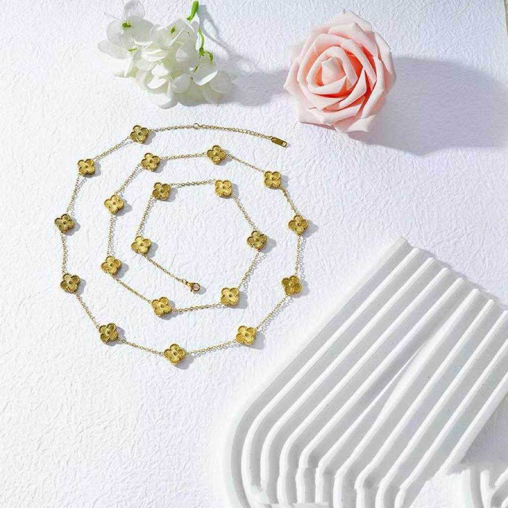 Модное высококачественное роскошное ожерелье-цепочка для свитера «Четырехлистный клевер», длина 90 см, ожерелье «Двадцать цветов»