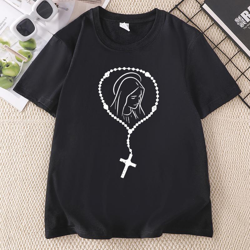 Virgin Mary God Jesus Faith Religious Catholic TShirt Unisex Print Cotton Short Sleeve Round Neck T Shirt Casual Top Unisex