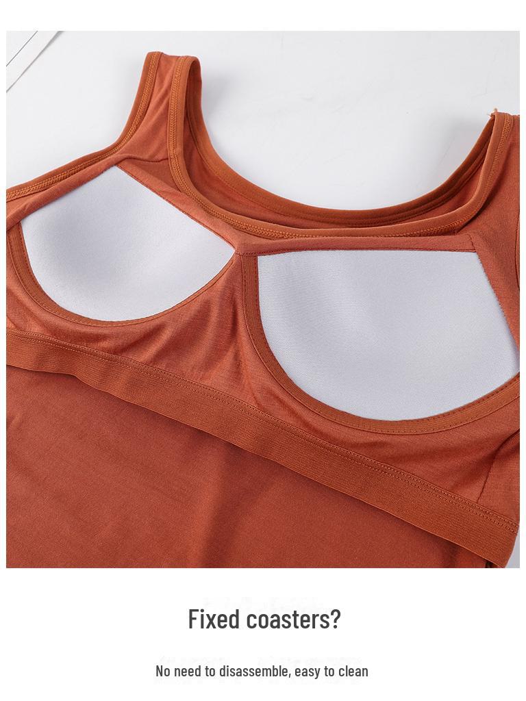 Women's Modal Sports Vest with Built-in Bra and Chest Pad - No Steel Ring, Anti-Exposure Design
