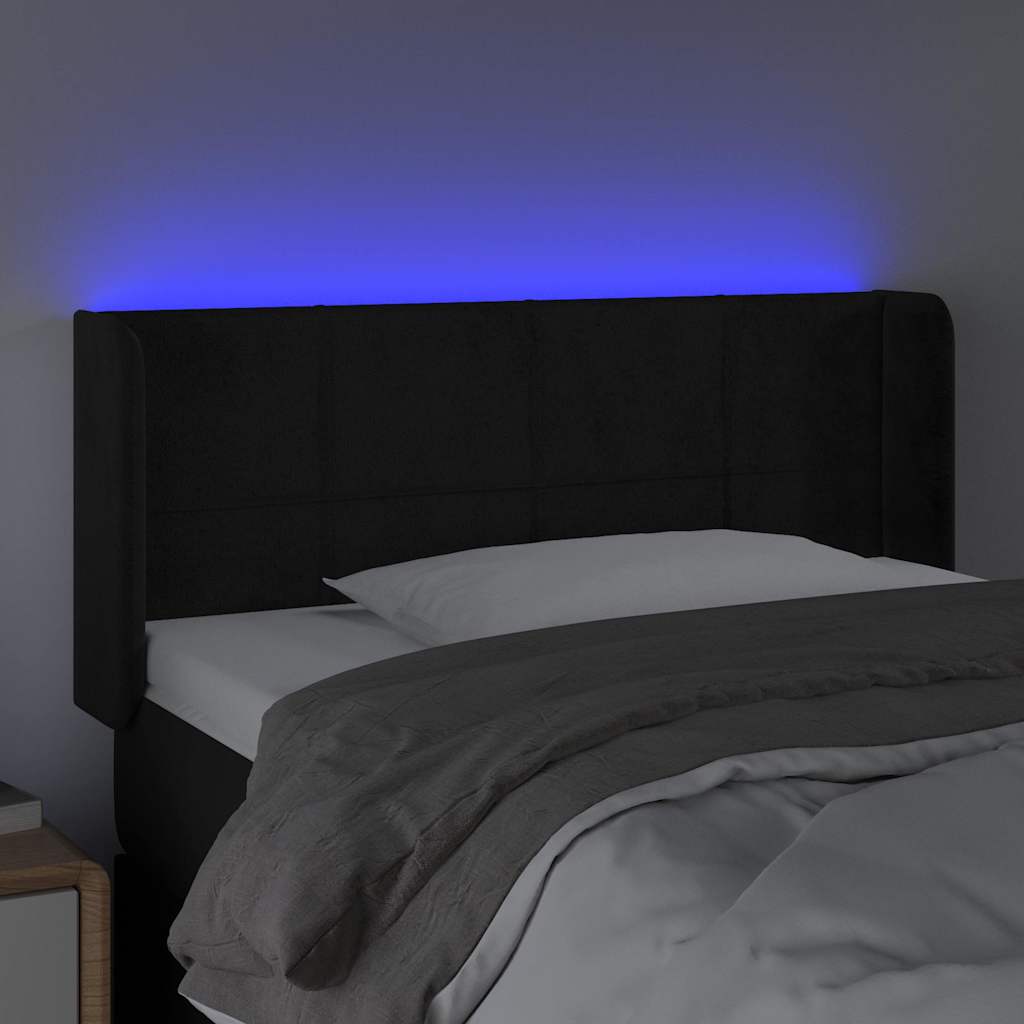 vidaXL LED Kopfteil Schwarz 103x16x78/88 cm Samt