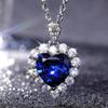 Huitan Gorgeous Blue Heart Necklace Women Wedding Party Brilliant CZ Elegant Lady Accessories Anniversary Gift Fashion Jewelry