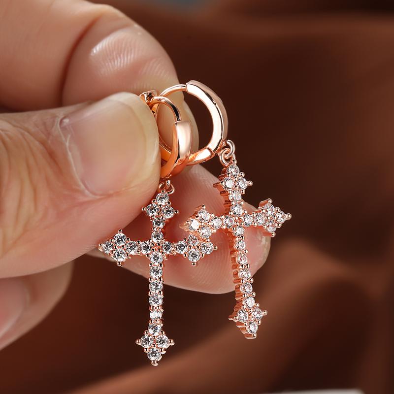 Personalized Unique Hoop Earrings Ear Buckle Jesus Cross Silver Pendant Earrings Jewelry