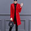 V-neck Slim Wool Jacket Women Casual Long Windbreaker Soft Comfortable Coat Boutique Parka Spring