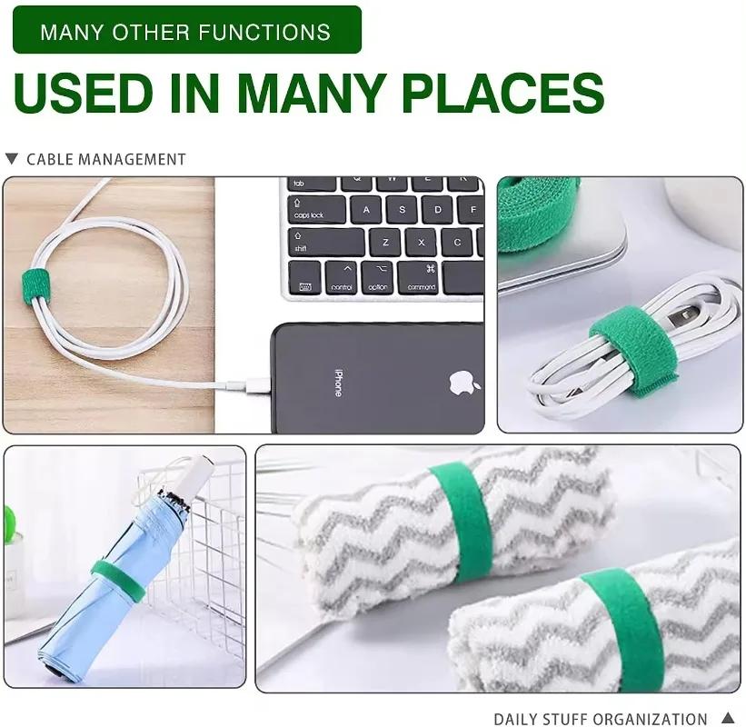 3 рулона нейлоновых подвязок для растений, многоразовые кабельные стяжки, самоклеящаяся лента-липучка для растений для поддержки виноградных лоз, помидоров, садовые принадлежности