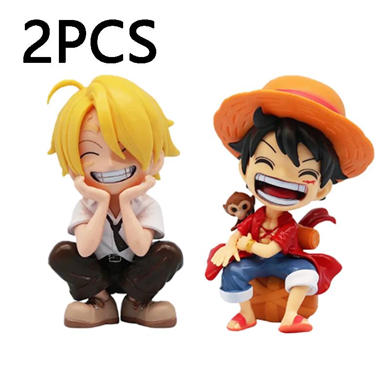 13.5 CM peripheral series Luffy Solon Sanji Qversion sitting posture childrens model figurine toy gift collectibles