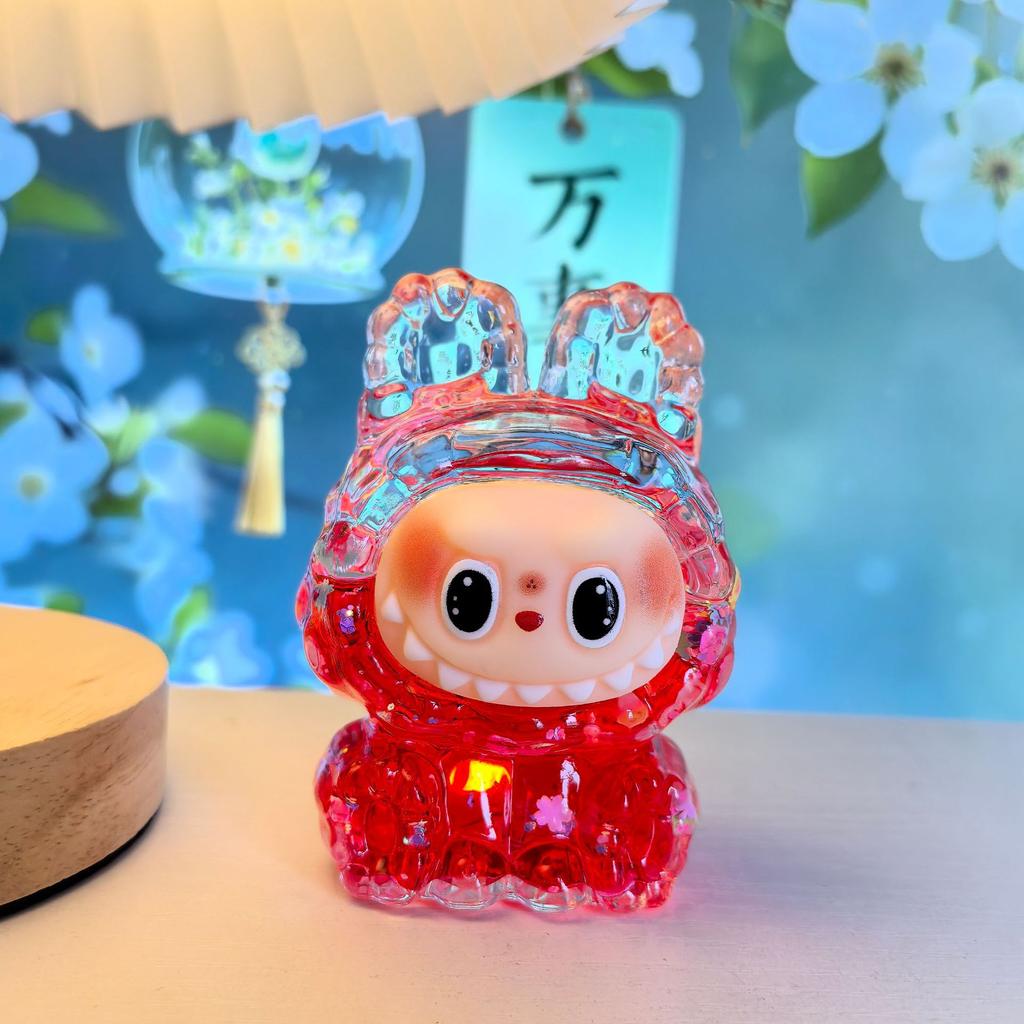 Масляный Лабубу с текучим песком, Креативная фигурка Лабу, Настольное украшение, Декоративная игрушка в подарок