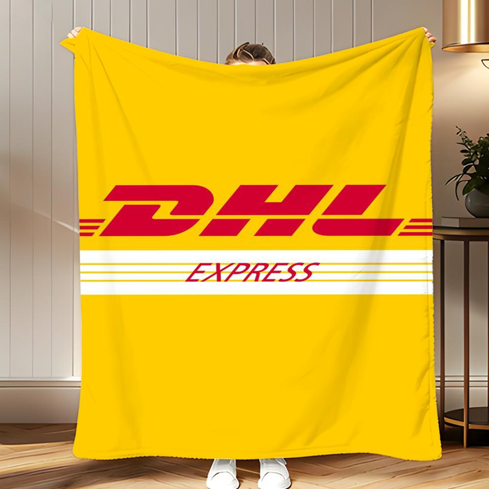 Популярный логистический бренд DHL Express Мягкое коралловое флисовое одеяло-плед 310 г/м² Пушистое теплое одеяло для дивана кровати диванчика декора спальни
