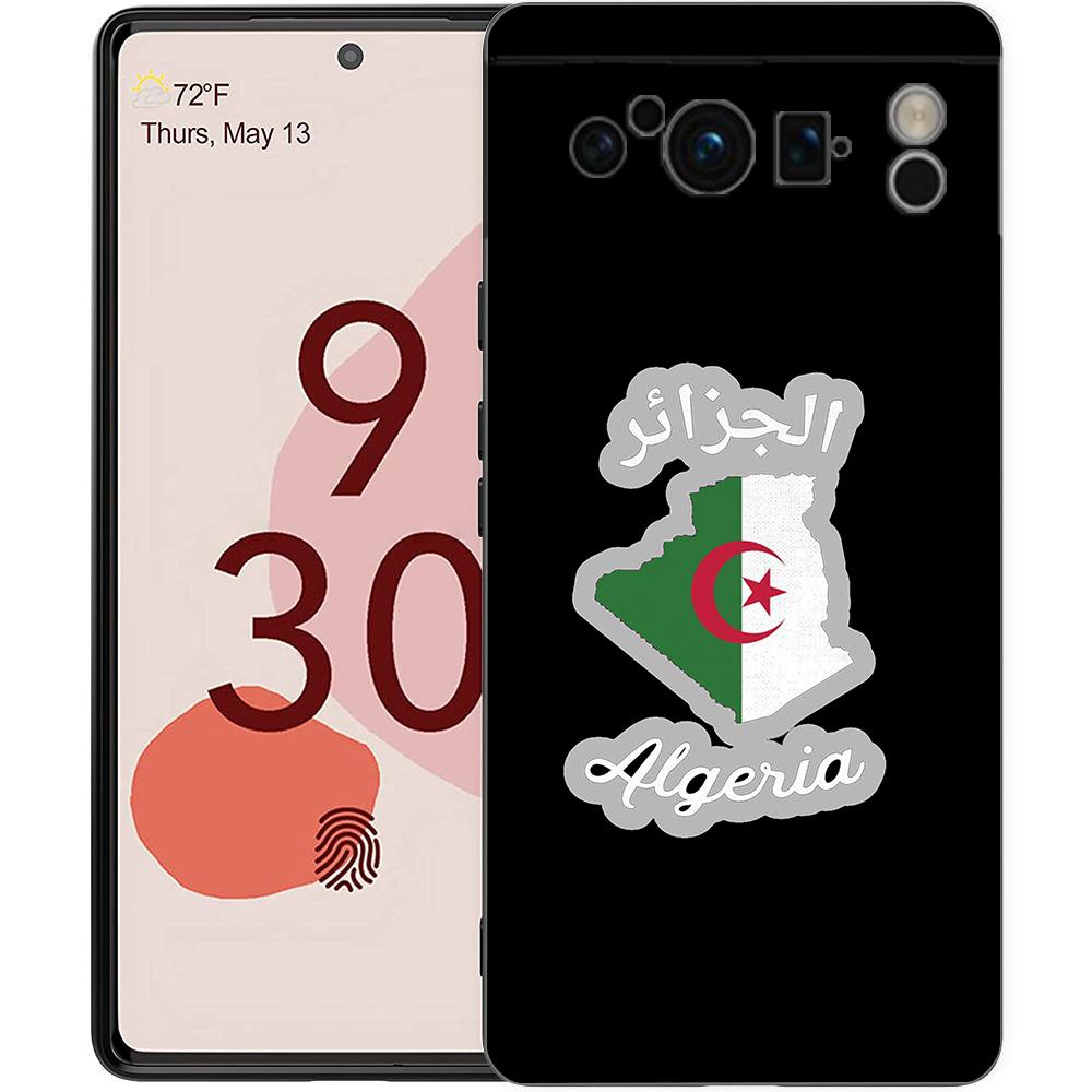 Чехол для телефона для Google Pixel 8 A 7 6 Pro 6A 5G Черный Мягкий Ударопрочный Чехол-накладка Силиконовый TPU Чехол Кок Флаг Алжира
