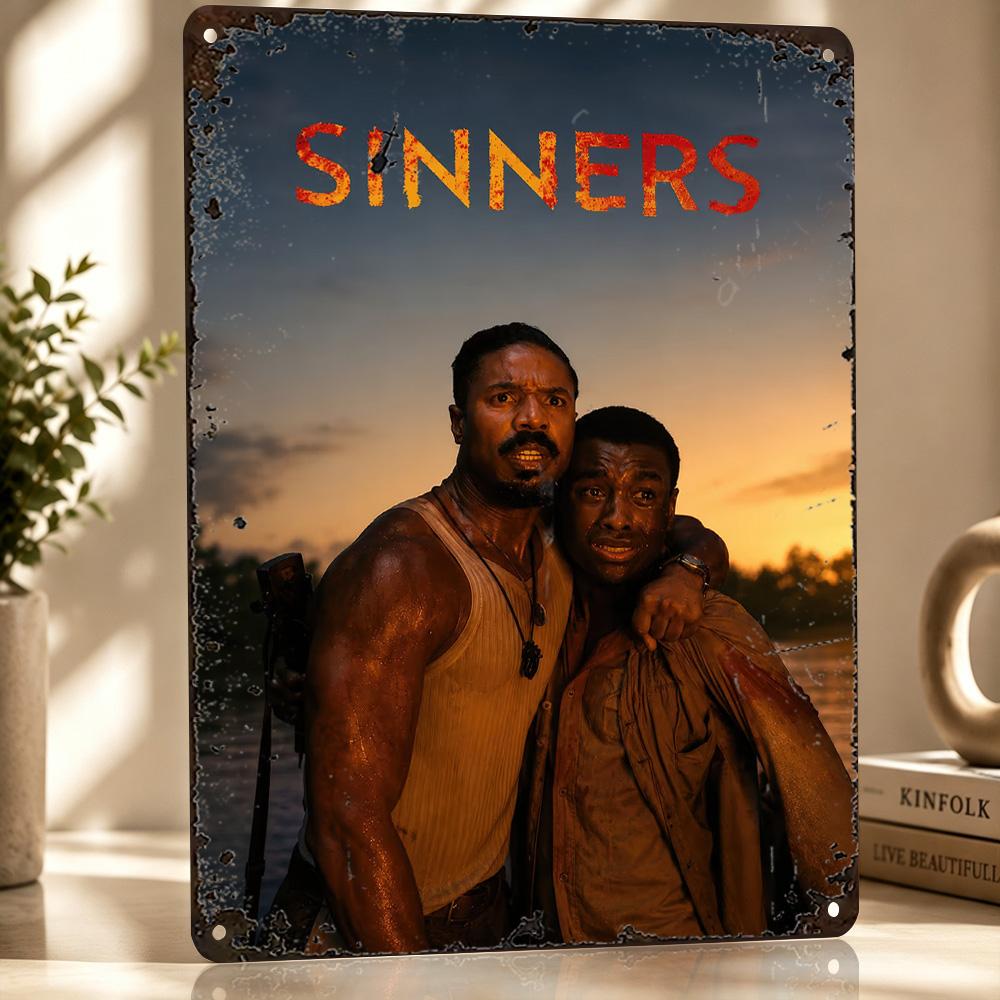 Sinners Movie Poster Retro D Printed Metal Signs Customized Wall Hanging Gift for Decoration Room Decorating Interior Wand Deko