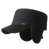 Middle-Aged and Elderly Military Caps Men's Autumn Winter Wool Flat Cap Old Man Velvet Thick Warm Ear Protection Cap