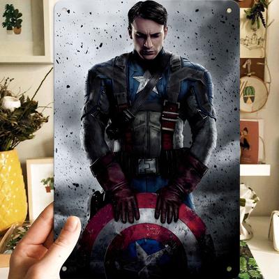 1 шт. Металлический настенный декор Щит Капитана Америки Marvel - Официальный товар Marvel с красно-бело-синей рамкой для постера супергероя -