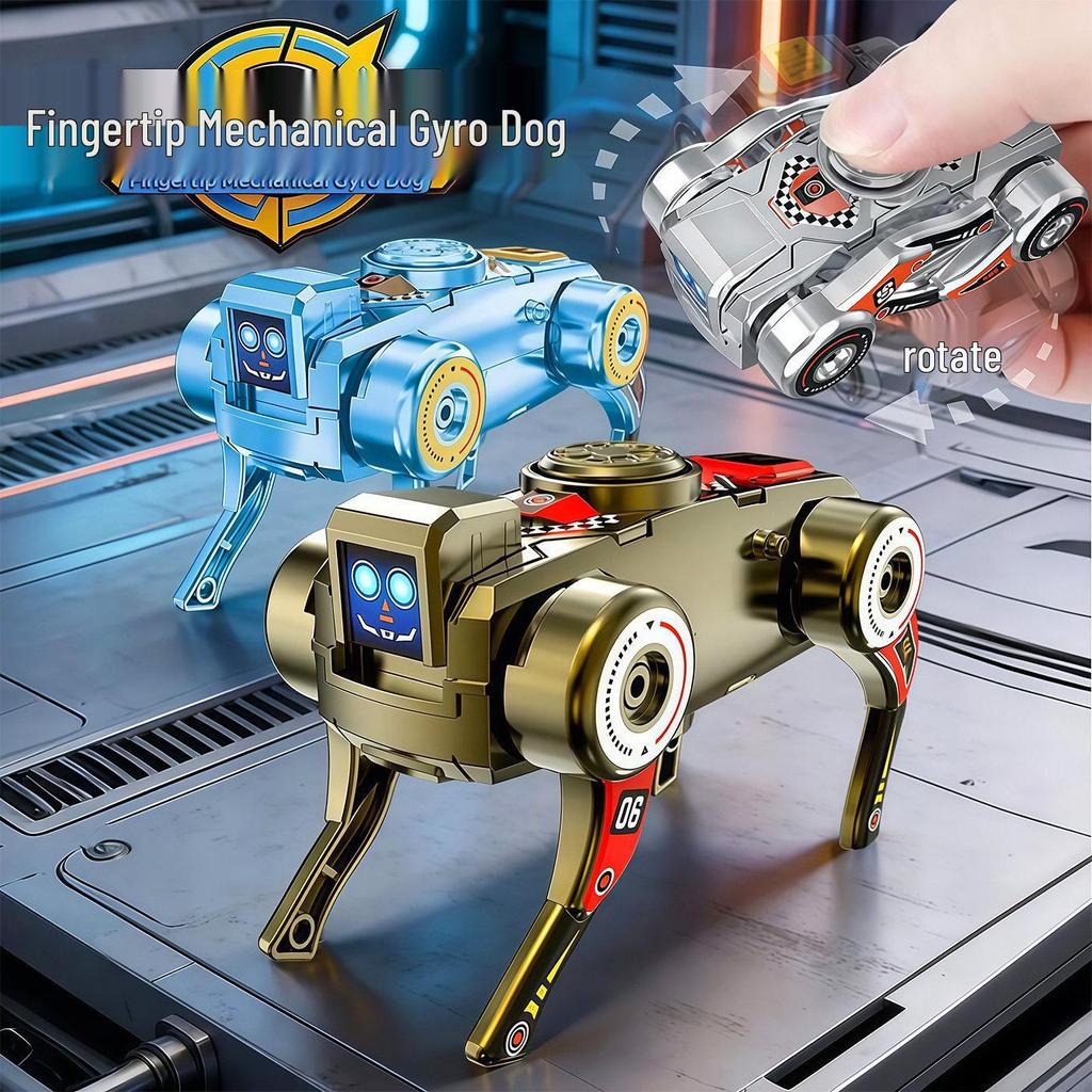 Transformable Mechanical Gyroscope Robot Dog Toy - Wind-up Walking, Rotating Decompression, Educational Gift for Boys