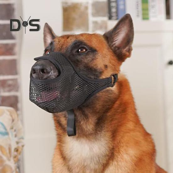 Dog Muzzle for Large Medium Small Dogs Mesh Muzzle with Front Opening Design Breathable Dog Muzzle with Adjustable Strap for Preventing Biting