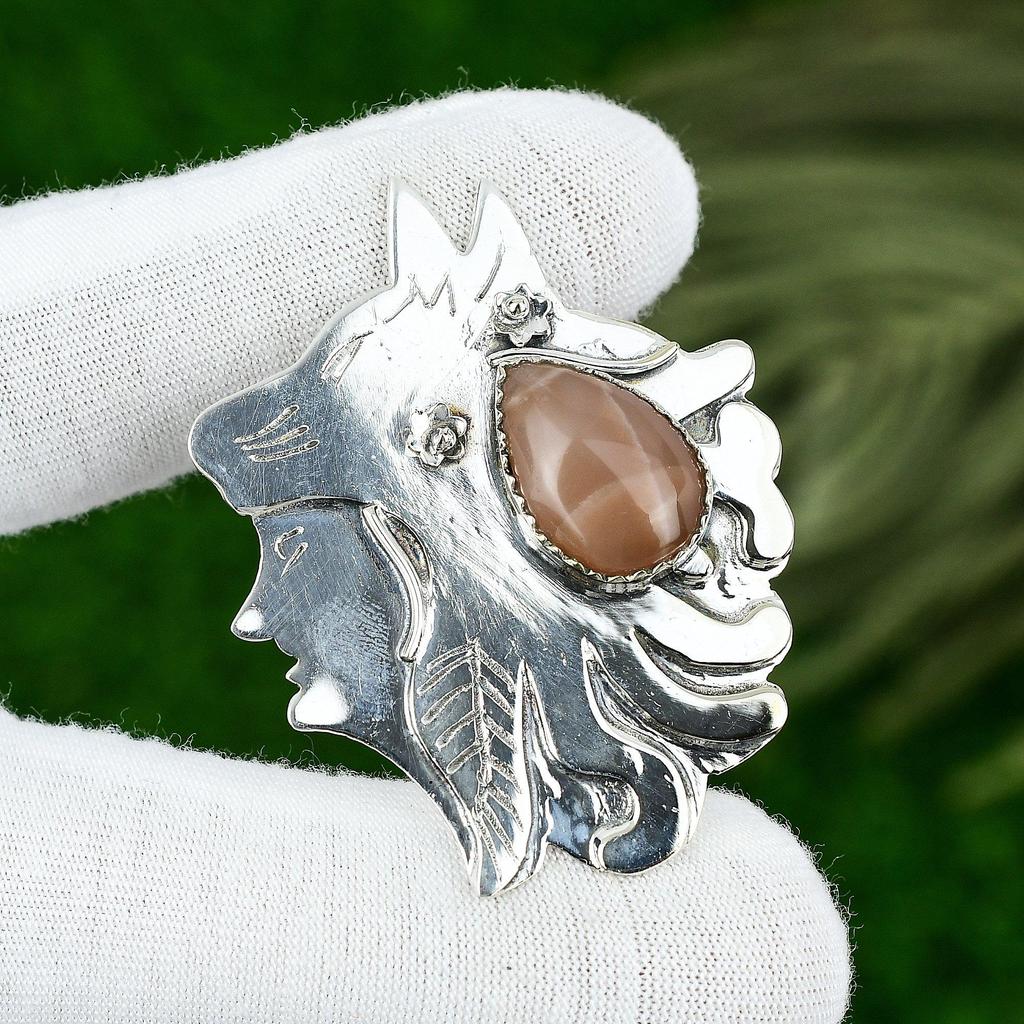 Pear Flint Stone Gemstone 925 Silver Bezel Artisan Birthday Unique New Pendant