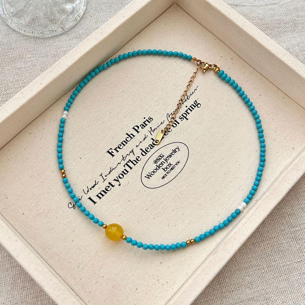 Ожерелье из натурального камня с бусинами для женщин - Роскошный чокер-цепочка на ключицу 2025