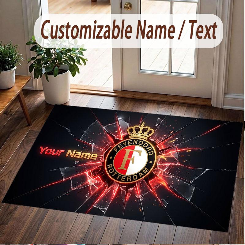 Custom Rug Feyenoord Pattern Print Name Text Soft Non‑Slip Floor Carpet for Home Indoor Decoration