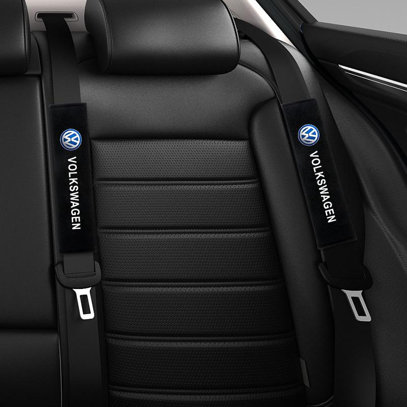 VW 2pcs Breathable Protection For Volkswagen VW Golf Tiguan POLO TOURAN CADDY Car Seat Belt Cotton Safety Belt Shoulder Cover