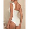 One Shoulder Women's One Piece Swimsuit Sexy Hollow Out Pleate Tummy Control Swimwear Beach Bathing Suit