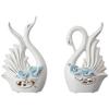 Modern Elite Swan Pair Ceramic Art Figure | Beautiful Home Decor (Set of 2, White)