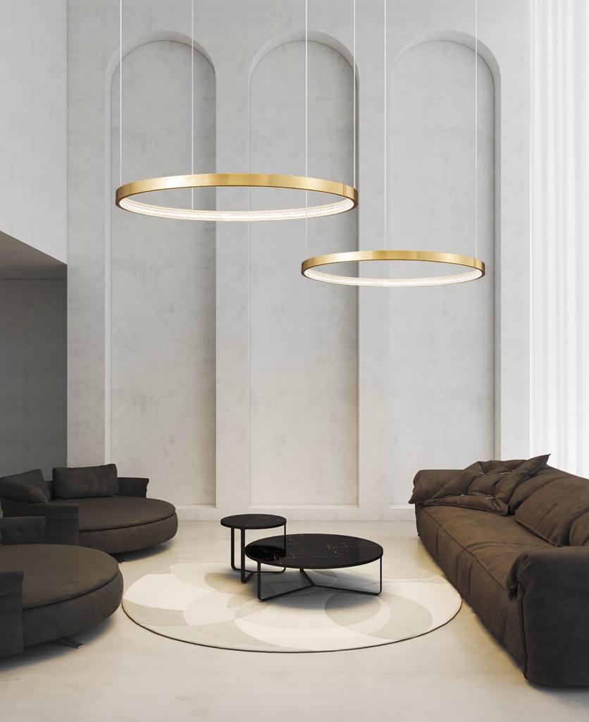 Zing Ring Double 60 B - LED chandelier 60cm two rings gold brass