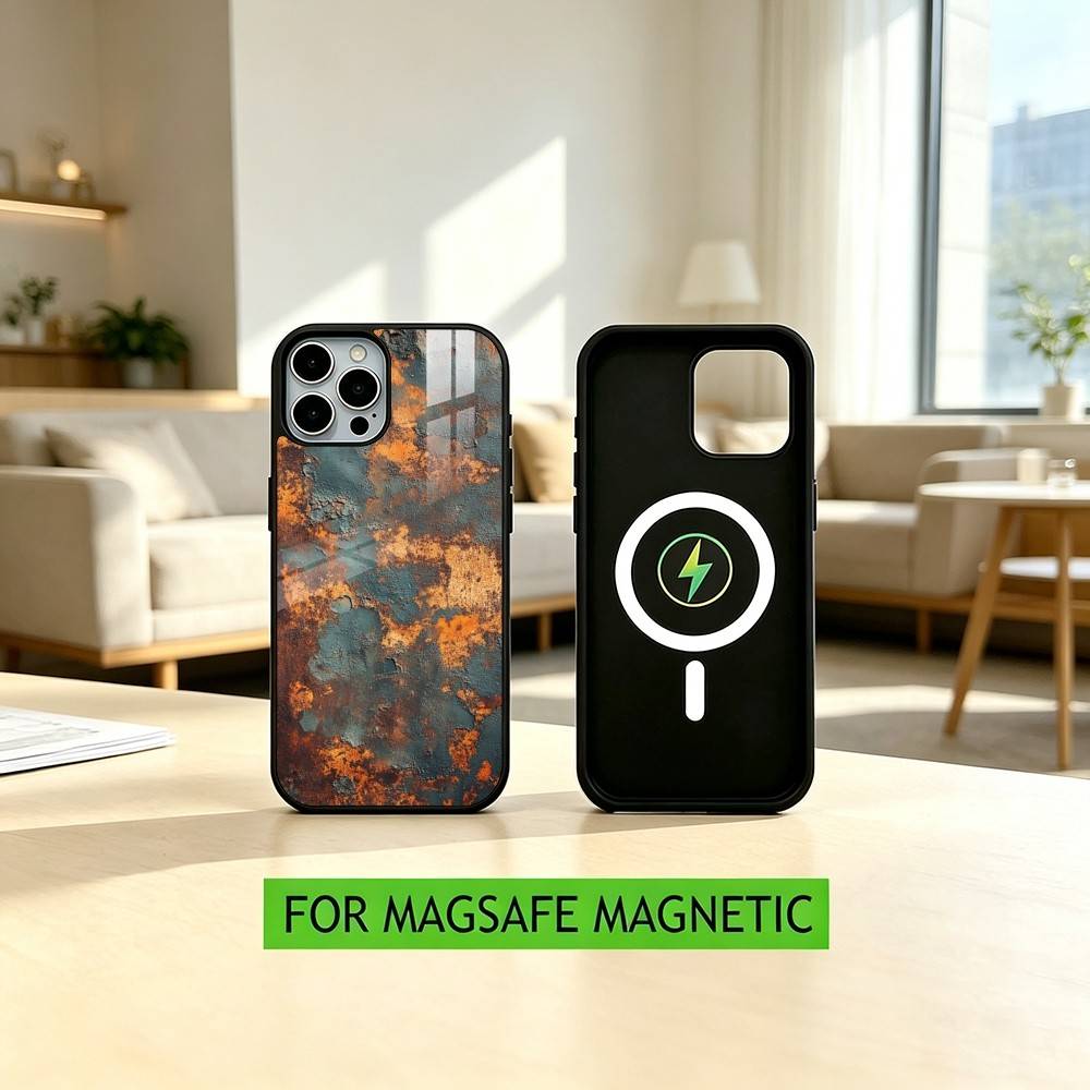 Industrial Style Retro Rusty Phone Case For iPhone17,16,15,14,13,12,11 Plus,Pro Magnetic For Magsafe Wireless Charging