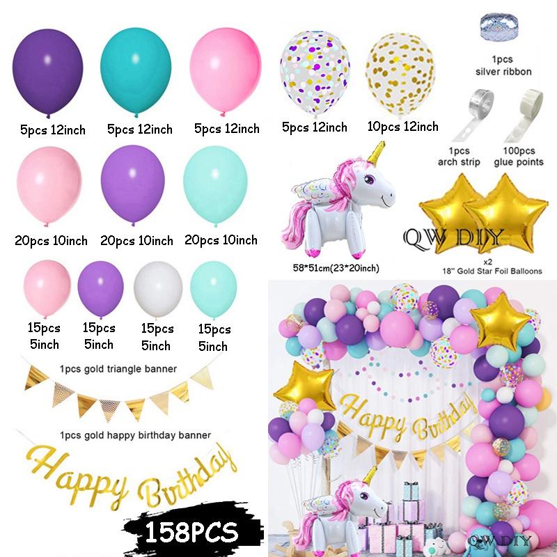 Макарон конфетти Единорог с днем ​​рождения воздушный шар гирлянда для мальчиков и девочек украшения для вечеринки детский душ дети латексные шары арка