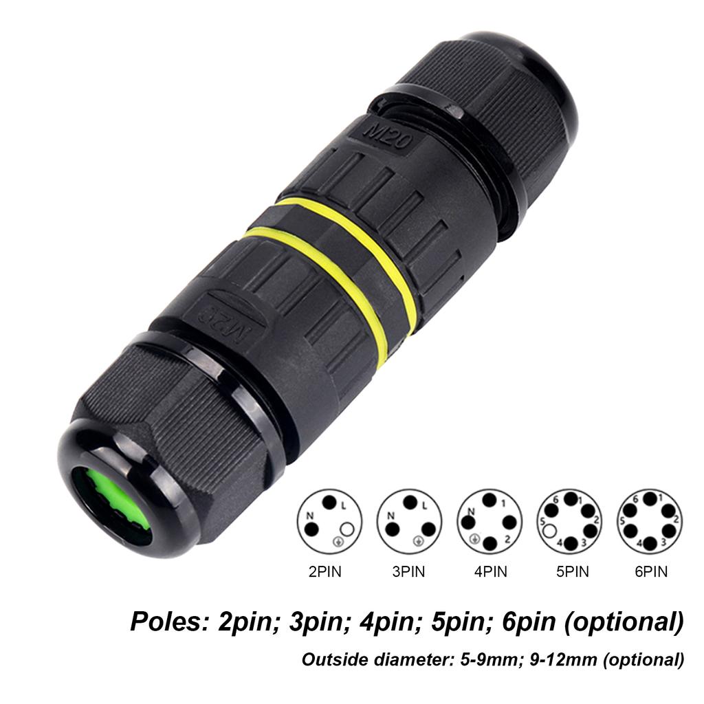 Outdoor Electrical Cable Connector IP68 Waterproof Junction Box External Cord Boxes for 6 pin Cables 5 9mm