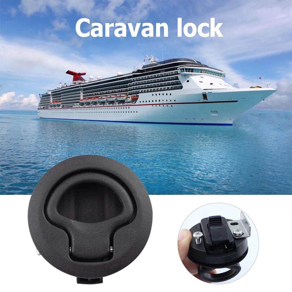 1-10Pcs Boat Door Latch Flush For Boat Pull Latch Plastic Marine Round 61*61*25mm Flush RV Handle Lock Boat Accessories
