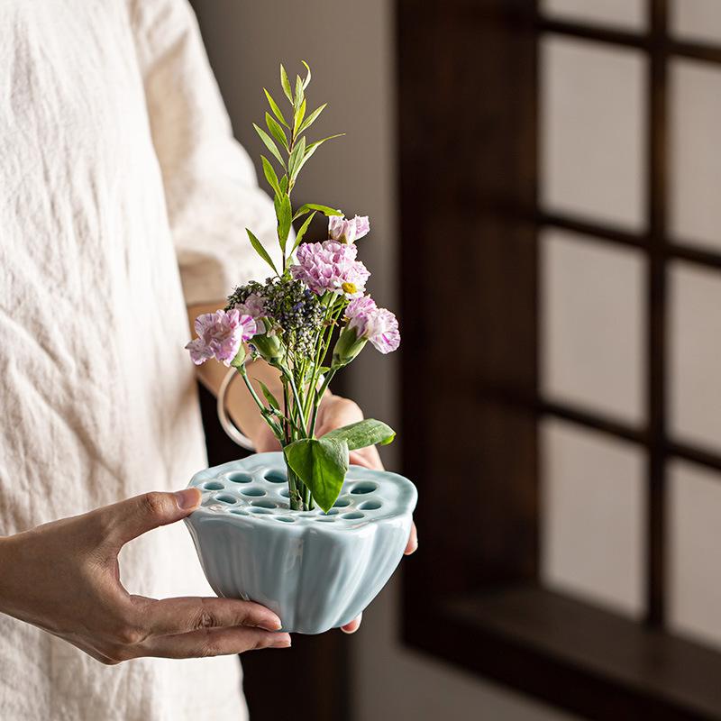 1 шт., Керамический горшок для хранения воды с маленьким столиком для сухого замачивания, Гостиная в стиле дзен, Чаша для аранжировки цветов в китайском стиле, Сухоцветы, Живые цветы