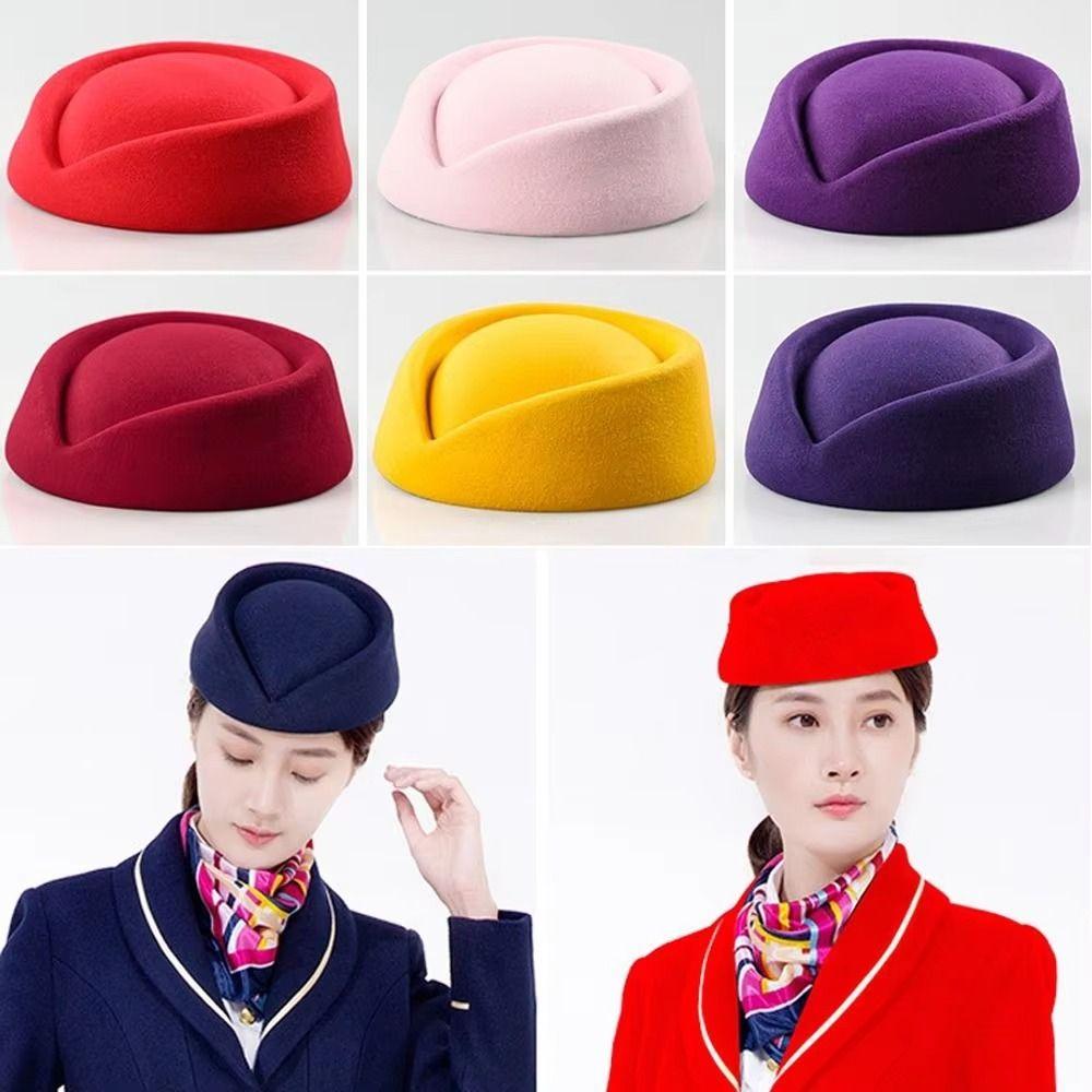 Vintage Looking Flight Attendant Hat Pillbox Hat Uniform Stewardess Hat  Performances