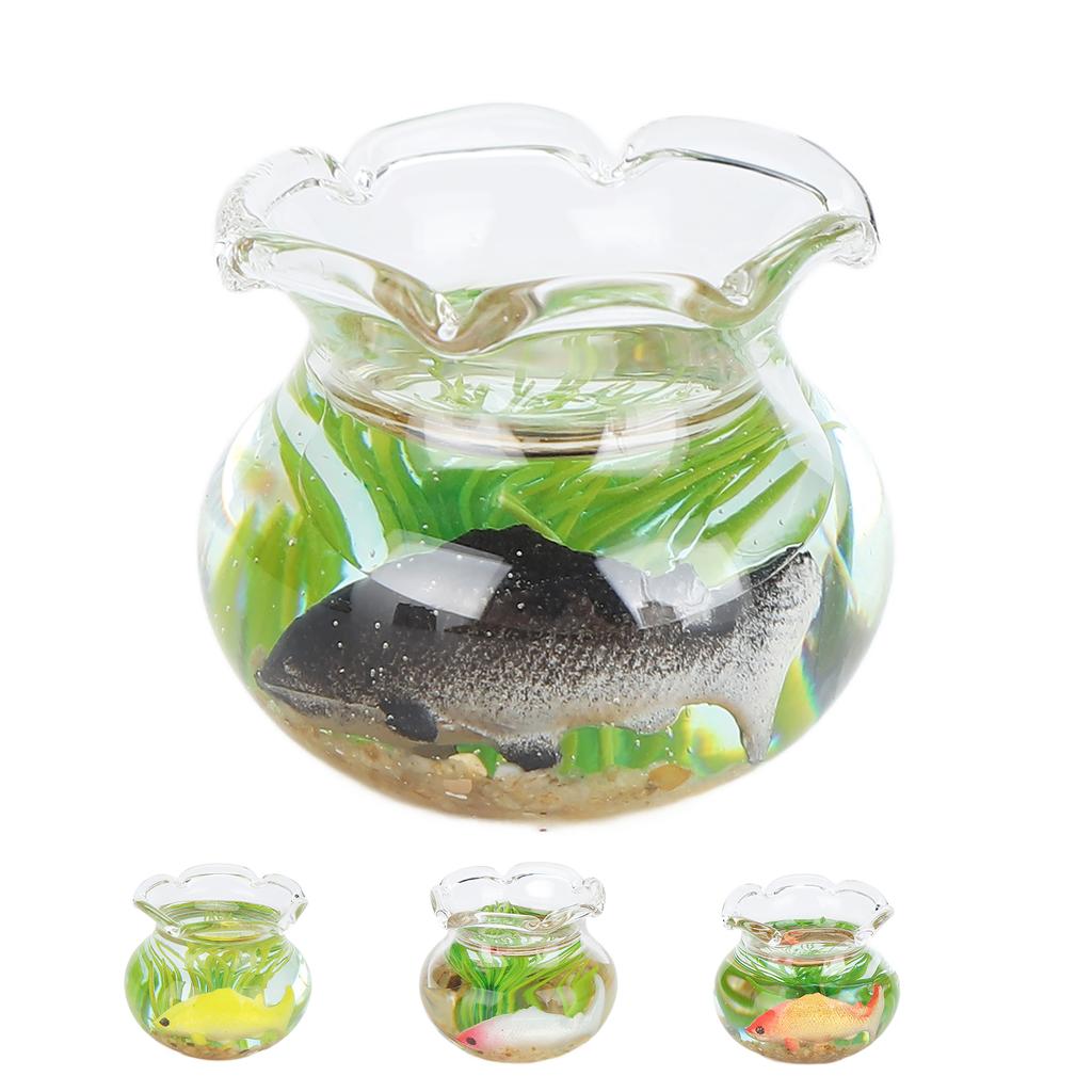 4pcs 1:12 Scale Miniature Glass Goldfish Bowl DIY Fish Bowl Glass Fish Tank Dollhouse