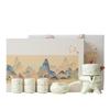 Enterprise business Ru kiln ink landscape lazy Kung Fu tea set, premium gift box set, open-sheet tea set