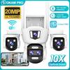 OKAM PRO Home Security Camera HD 20MP 10x Optical Zoom Triple-Screen Outdoor Camera Color Night Vision Motion Tracking IP CCTV
