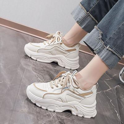 Корейский стиль Женские массивные кроссовки Толстая подошва Увеличивающие рост Спортивная обувь для студентов Удобная для бега Повседневная носка