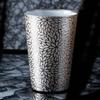 Platinum Tumbler with Chrysanthemum in a Wooden Made in Japan J-Kitchens Ultra-Thin Design, 370ml, Box,