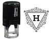 Printtoo H Alphabet Swirl Border Triangle Monogram Initial Self Inking Rubber Stamp Office