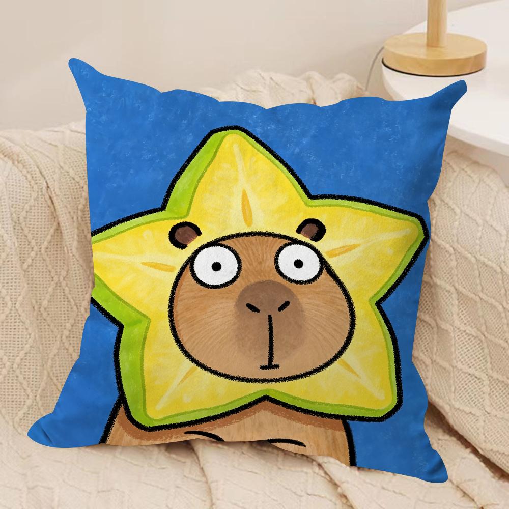 Cute Kapibala Cushion Cover Short plush Doublesided Print Square Throw Pillow Covers Sofa Home Cushion Decor