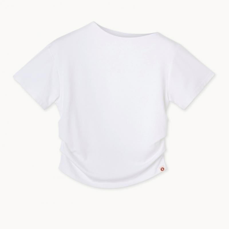 Budhi Mudra High Neck Shirring Short Sleeve White  B61002ats10 H01 