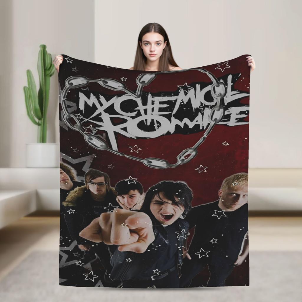Пледы с изображением группы My Chemical Romance Рок-альбомы Шерстяные Забавные Теплые Пледы для Спальни Гостиной Весна Осень