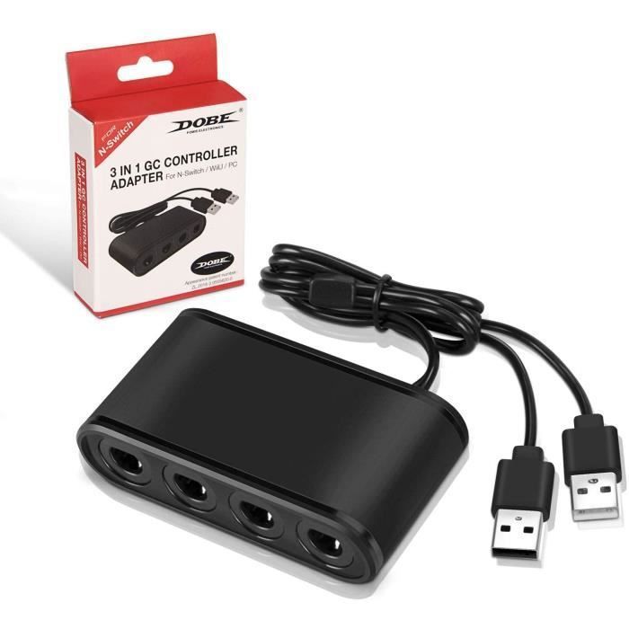 Gamecube Controller Adapter - Nintendo - 4 Ports - Compatible Wii U and Switch - USB Black