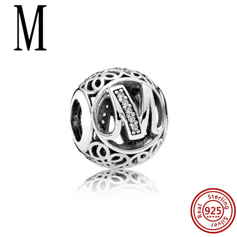 925 Чистая медь Символ бесконечности Полый Круг A-Z 26 Букв Алфавита Сияющие Циркониевые Бусины Подходят для Оригинального Браслета с Шармами Pantaro