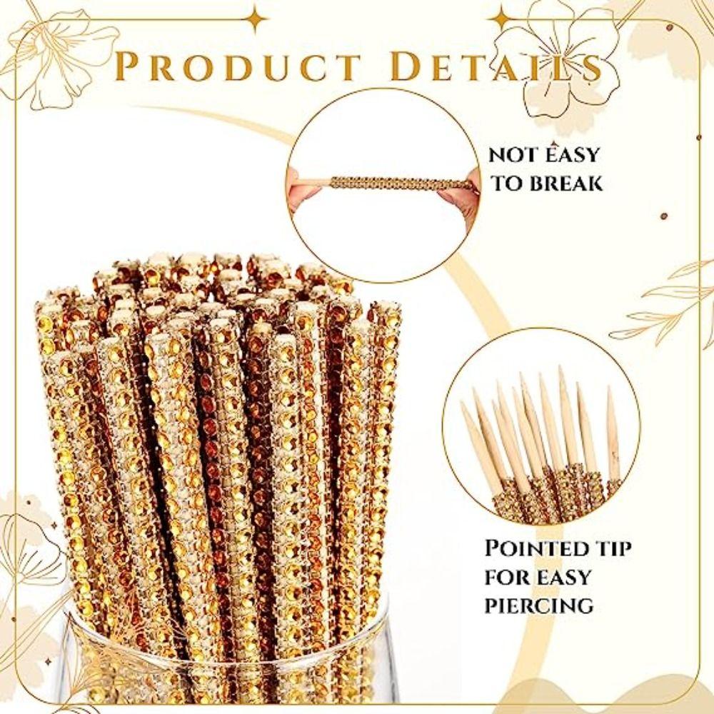 Rhinestone Apple Sticks Bling Candy Sticks Creative Cake Chocolate Caramel Sticks Buffet Salad