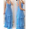 Fashion Elegant Elegant Dress Gentle Heavy Industry Light Blue Sling Dress
