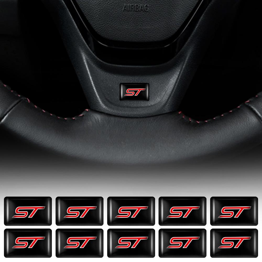 GUVR5 10pcs 3D Epoxy Resin Car Logo Sticker Badge Decoration Accessories Auto Styling For Ford Focus Fiesta MK4 Kuga Mondeo MK2 Ranger