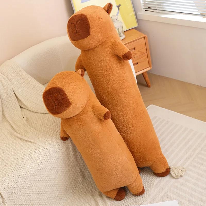 90-120cm Cartoon Strip Capybara Plush Doll Pillow Quality Soft Capybara Plush Toy Hug for Girlfriend's Birthday Present.