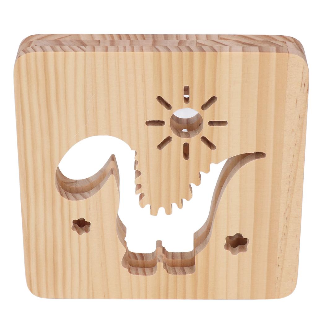 Лампа с резьбой по дереву с рисунком динозавра, теплый белый свет, питание от USB, 3D-деревянная лампа из сосны, ночник